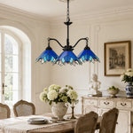 Cargar imagen en el visor de la Galería, Four-Light Stained Glass Chandelier