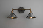 Load image into Gallery viewer, Conique Industrial Double Arm Wall Light for Bathroom & Vanity