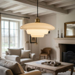 Afbeelding laden in galerijweergave, Opalisse Art Deco Hanglamp – Melkglas Koepel Plafondlamp voor Eetkamer U25