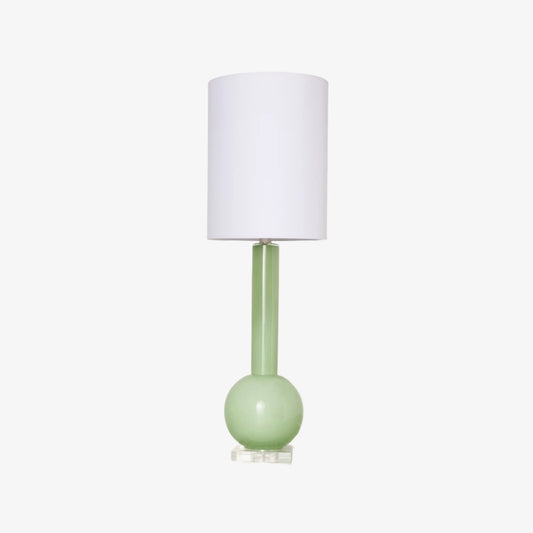 Lámpara de Mesa Minimalista Savara - Forma Limpia de Vidrio con Pantalla de Tela para Dormitorios