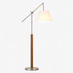 Załaduj obraz do przeglądarki galerii, White fabric swing arm floor lamp full product view