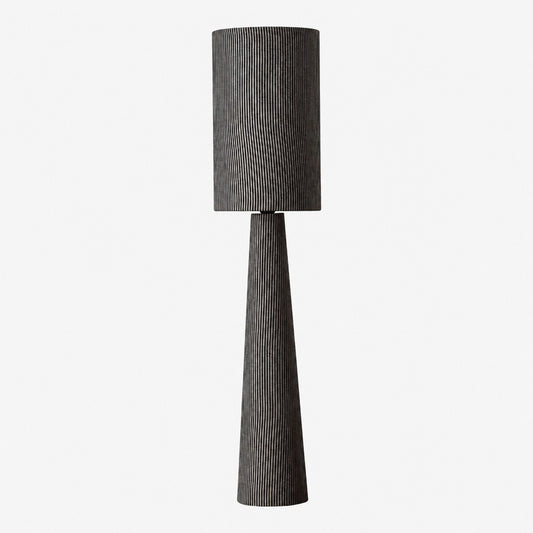 Gray Striped Fabric Floor Lamp