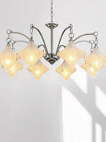 Load image into Gallery viewer, Art Deco Astris Star Chandelier – Frosted Glass Deco Fixture for Dining Room