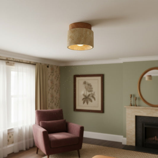 Travira Wabi Sabi Ceiling Light Organic Textured Marble Ceiling Lamp for Hallway