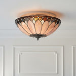 Afbeelding laden in galerijweergave, TF Brooklyn Tiffany glas plafondlamp - Art deco ontwerp voor hal of woonkamer
