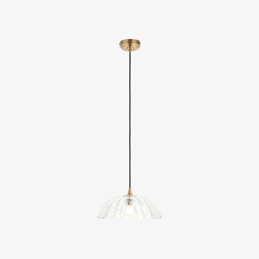Lámpara Colgante Floriaxis de Vidrio Floral — Pantalla de Vidrio Floral con Cable Trenzado para Cocina o Comedor