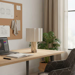 Afbeelding laden in galerijweergave, Cavilon Tafellamp met Waaier-vormige Linnen Kap - Steenafwerkingen Geschikt voor Woonkamers