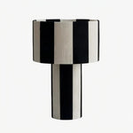 Carica l'immagine nella visualizzazione Galleria, Black and white striped woven shade table lamp on a white background