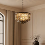 Afbeelding laden in galerijweergave, Aurevon Kristallen Prisma Metalen Frame Moderne Plafondkroonluchter voor Huis en Hotel