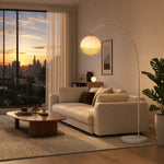Load image into Gallery viewer, Afterglow Sunset Curved Floor Lamp - Vintage Glass Shade for Bedroom
