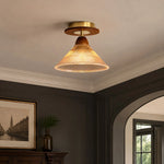 Cargar imagen en el visor de la Galería, Vintage pleated ceiling light in a moody hallway interior