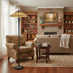 Load image into Gallery viewer, TF Dark Star Tiffany Art Glass Floor Lamp – Vintage-Inspired Metal Base Accent Lighting