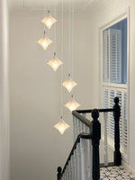 Load image into Gallery viewer, Art Deco Star Staircase Pendant Light - Frosted Glass Hanging Fixture - Astris Altair