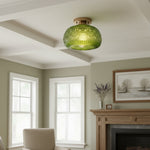 Afbeelding laden in galerijweergave, Lurex Geleverd Patroon Glazen Opbouw Plafondlamp - Gegraveerd Ontwerp en Decoratieve Binnenverlichting U21