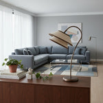 Cargar imagen en el visor de la galería, Lámpara de mesa apilada Tarivon – Pantalla de lino antiguo moderna para dormitorio y sala de estar