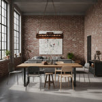 Load image into Gallery viewer, Industrax Steampunk Linear Chandelier - Vintage Metal Frame Lighting for Dining or Living Room