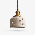 Cargar imagen en el visor de la Galería, Round dot cutout ceramic pendant light with brass hardware