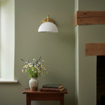 Load image into Gallery viewer, Curva Metal Industrial Wall Sconce - Curved Brass Arm - Hammered Dome Light Fixture