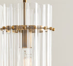 Load image into Gallery viewer, Lumora Crystal Pendant Light – Elegant Tumbled Brass & Cut Glass