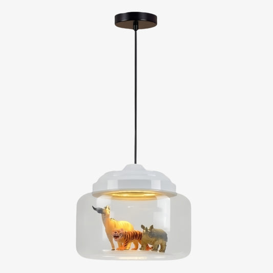 Beastlynn Animal Glass Pendant Lamp - Creative Zoo Design Hanging Light for Nursery N23