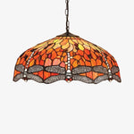Afbeelding laden in galerijweergave, TF Dragonfly Blauwe Tiffany Plafondlamp – Art Nouveau Glas-in-Lood Hanglamp voor Woonkamer