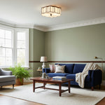 Afbeelding laden in galerijweergave, Kelsar Art Deco Tiffany Plafondlamp – Geometrische Glas-in-lood Opbouwlamp voor Woonkamer