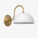 Load image into Gallery viewer, Curva Metal Industrial Wall Sconce - Curved Brass Arm - Hammered Dome Light Fixture