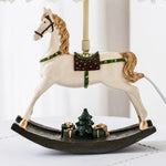 Cargar imagen en el visor de la Galería, Rocking horse lamp base with painted saddle and holiday gift details
