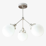 Load image into Gallery viewer, Glorica Glass Chandelier - Brass Globe Ceiling Light with Opal Shade