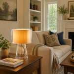Bild in die Galerieansicht laden, Natural Glass Table Lamp With Fabric Shade