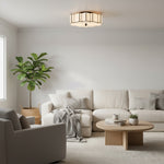 Afbeelding laden in galerijweergave, Kelsar Art Deco Tiffany Plafondlamp – Geometrische Glas-in-lood Opbouwlamp voor Woonkamer