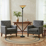 Afbeelding laden in galerijweergave, TF Dark Star Vloerlamp met Glas-in-Lood Sterrenpatroon – Tiffany Stijl Uplighter voor Woonkamers