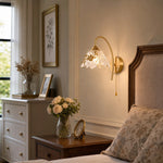 Afbeelding laden in galerijweergave, French floral wall sconce installed beside a bed