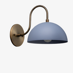 Load image into Gallery viewer, Curva Metal Industrial Wall Sconce - Curved Brass Arm - Hammered Dome Light Fixture
