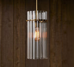 Load image into Gallery viewer, Lumora Crystal Pendant Light – Elegant Tumbled Brass & Cut Glass