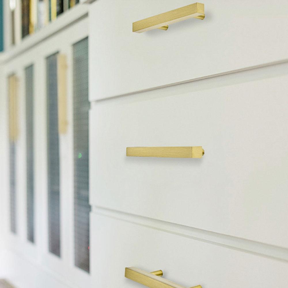 Gold Square Bar Cabinet Drawer Pulls – Modern Gold Cabinet Handles