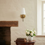 Load image into Gallery viewer, Curva Metal White Linen Sconce - Classic Brass Wall Light for Bedrooms