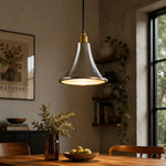 Cargar imagen en el visor de la Galería, Silver pendant light above dining table