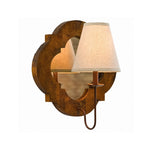 Cargar imagen en el visor de la Galería, Antique Wood Wall Sconce With Fabric Shade