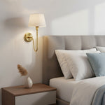 Load image into Gallery viewer, Ivoralux Tapered Fabric Wall Light – Modern Classic Curved Arm Sconce for Hallways or Bedrooms