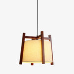 Carica l'immagine nella visualizzazione Galleria, Walnut finish fabric shade pendant light product view