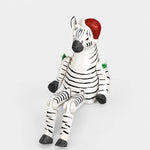 Carica l'immagine nella visualizzazione Galleria, Hand-carved wooden zebra with santa hat ornament