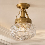 Afbeelding laden in galerijweergave, Clear Glass embossed ceiling light in a warm classic interior