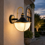 Cargar imagen en el visor de la Galería, Black and Gold Outdoor Wall Lantern
