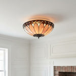 Afbeelding laden in galerijweergave, TF Brooklyn Tiffany glas plafondlamp - Art deco ontwerp voor hal of woonkamer