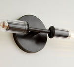 Afbeelding laden in galerijweergave, Bravira geribbelde glazen wandlamp - buis metalen lamp in klassieke afwerkingen