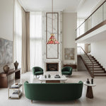 Afbeelding laden in galerijweergave, Sevra Bloemen Glas-in-Lood Hanglamp Tiffany Geïnspireerde Hangende Plafondlamp voor Woonkamer