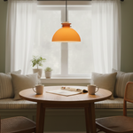 Load image into Gallery viewer, Glebe Glossy Glass Dome Pendant Lamp – Industrial Orange Hanging Light for Kitchen and Dining Room
