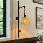 Cargar imagen en el visor de la Galería, Pipe wall sconce beside framed wall decor