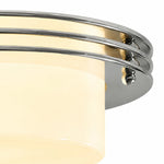 Cargar imagen en el visor de la Galería, Low profile Bauhaus disc silhouette with chrome bands and milky white shade